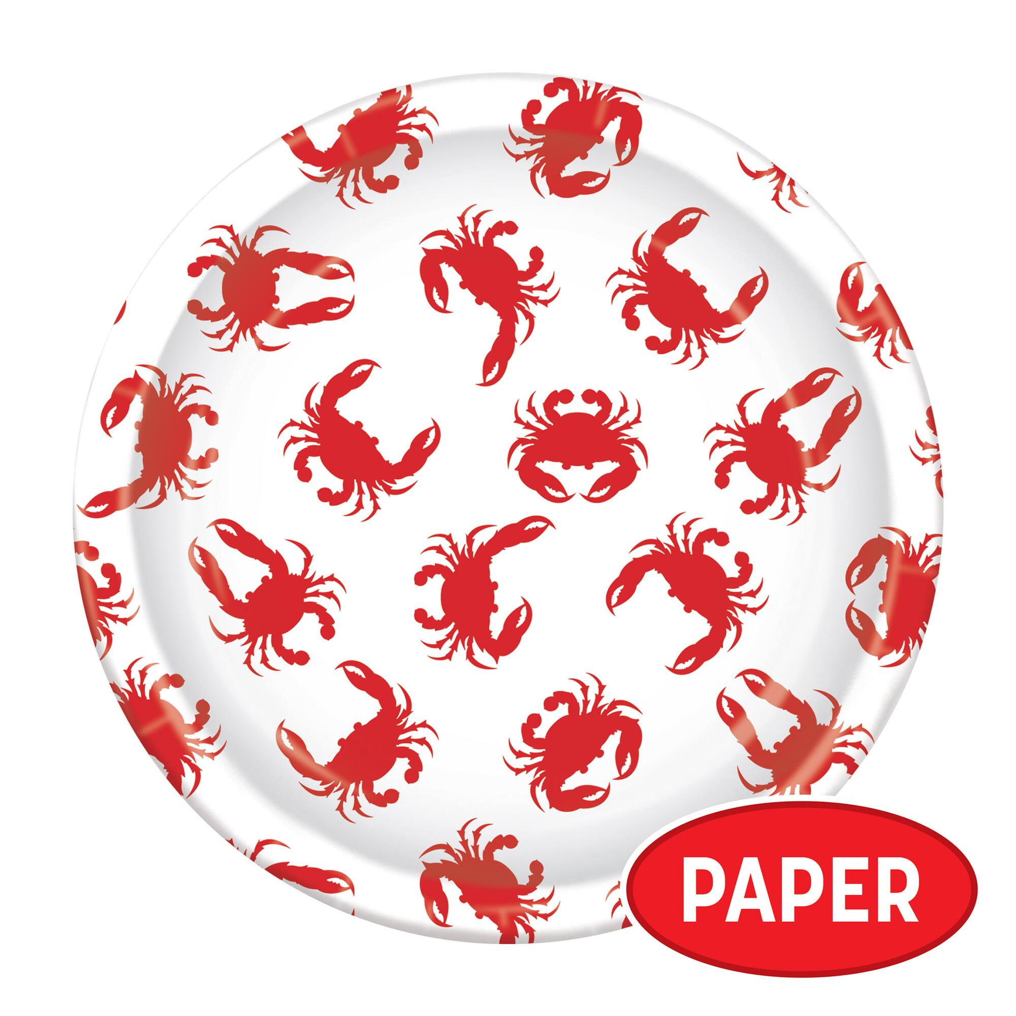 Beistle 9" White & Red Crab Plates, 16ct.